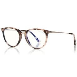 Tom Ford - Block Optical Glasses - Round Metal Optical Glasses - Light Havana - FT5640-B - Optical Glasses - Tom Ford Eyewear - Avvenice