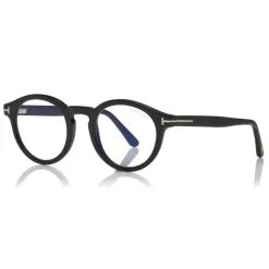 Tom Ford - Blue Block Optical Glasses - Round Acetate Optical Glasses - Black - FT5529-B - Optical Glasses - Tom Ford Eyewear - Avvenice