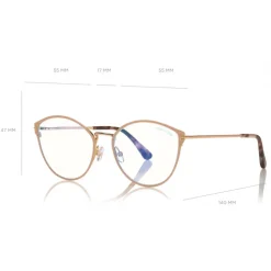 Tom Ford - Blue Block Optical Glasses - Round Metal Optical Glasses - Pink - FT5573-B - Optical Glasses - Tom Ford Eyewear - Avvenice