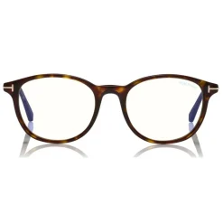 Tom Ford - Blue Block Optical Glasses - Round Optical Glasses - Dark Havana - FT5553-B - Optical Glasses - Tom Ford Eyewear - Avvenice