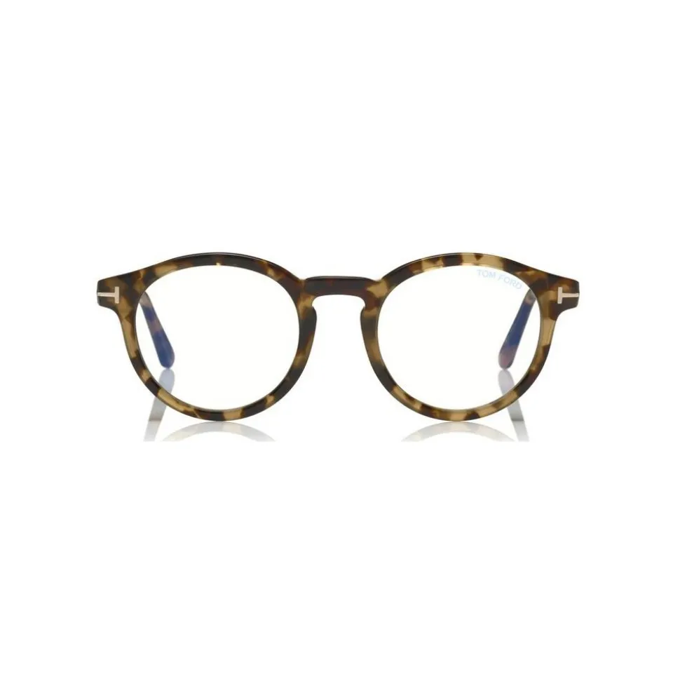 Tom Ford - Blue Block Optical Glasses - Round Optical Glasses - Light Havana - FT5529-B - Optical Glasses - Tom Ford Eyewear - Avvenice