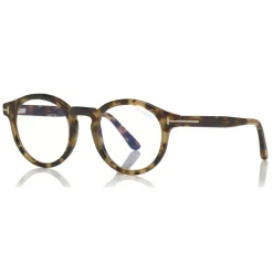 Tom Ford - Blue Block Optical Glasses - Round Optical Glasses - Light Havana - FT5529-B - Optical Glasses - Tom Ford Eyewear - Avvenice