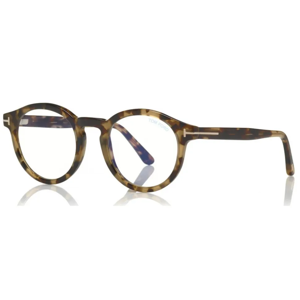 Tom Ford - Blue Block Optical Glasses - Round Optical Glasses - Light Havana - FT5529-B - Optical Glasses - Tom Ford Eyewear - Avvenice
