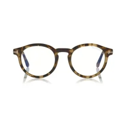 Tom Ford - Blue Block Optical Glasses - Round Optical Glasses - Light Havana - FT5529-B - Optical Glasses - Tom Ford Eyewear - Avvenice