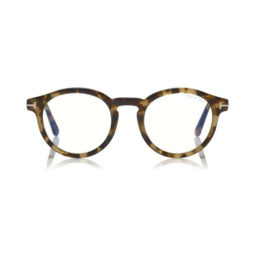 Tom Ford - Blue Block Optical Glasses - Round Optical Glasses - Light Havana - FT5529-B - Optical Glasses - Tom Ford Eyewear - Avvenice