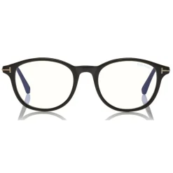 Tom Ford - Blue Block Optical Glasses - Round Acetate Optical Glasses - Black - FT5553-B - Optical Glasses - Tom Ford Eyewear - Avvenice