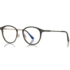 Tom Ford - Blue Block Optical Glasses - Round Metal Optical Glasses - Black - FT5528-B - Optical Glasses - Tom Ford Eyewear - Avvenice