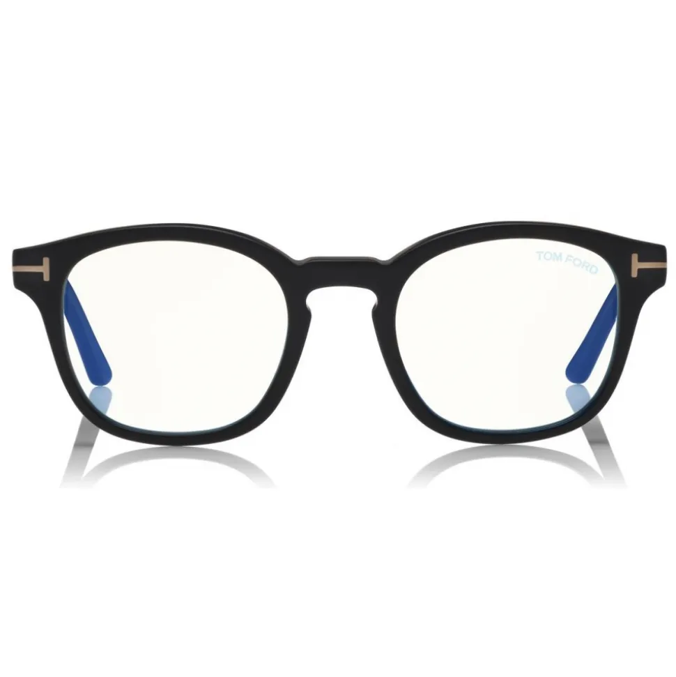 Tom Ford - Blue Block Optical Glasses - Round Optical Glasses - Matte Black - FT5532-B - Optical Glasses - Tom Ford Eyewear - Avvenice