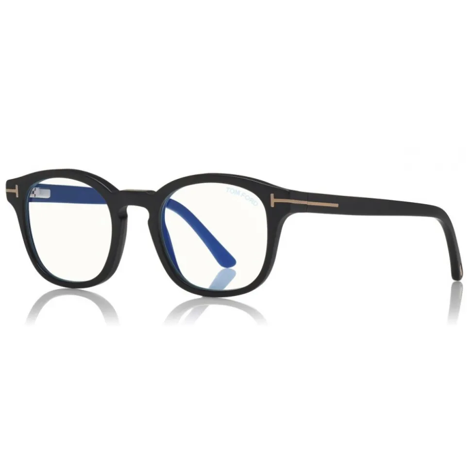 Tom Ford - Blue Block Optical Glasses - Round Optical Glasses - Matte Black - FT5532-B - Optical Glasses - Tom Ford Eyewear - Avvenice