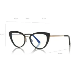 Tom Ford - Blue Block Optical Glasses - Cat-Eye Metal Optical Glasses - Black - FT5580-B - Optical Glasses - Tom Ford Eyewear - Avvenice