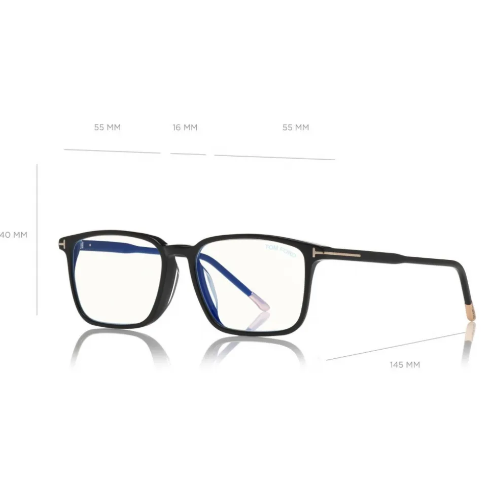 Tom Ford - Blue Block Optical Glasses - Square Acetate Optical Glasses - Black - FT5607-B - Optical Glasses - Tom Ford Eyewear - Avvenice