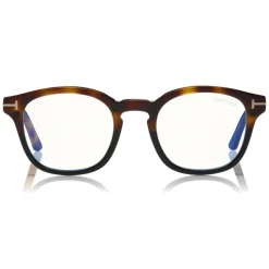 Tom Ford - Blue Block Optical Glasses - Round Optical Glasses - Dark Havana Blue - FT5532-B - Optical Glasses - Tom Ford Eyewear - Avvenice