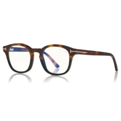 Tom Ford - Blue Block Optical Glasses - Round Optical Glasses - Dark Havana Blue - FT5532-B - Optical Glasses - Tom Ford Eyewear - Avvenice