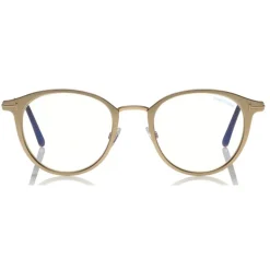 Tom Ford - Blue Block Optical Glasses - Round Metal Optical Glasses - Rose Gold - FT5528-B - Optical Glasses - Tom Ford Eyewear - Avvenice
