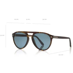 Tom Ford - Burton Sunglasses - Soft Squared Acetate Sunglasses - Havana - FT0697 - Sunglasses - Tom Ford Eyewear - Avvenice