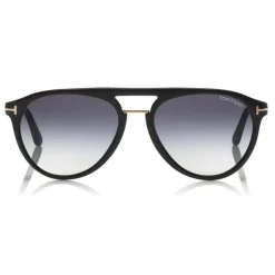 Tom Ford - Burton Sunglasses - Soft Squared Acetate Sunglasses - Black - FT0697 - Sunglasses - Tom Ford Eyewear - Avvenice