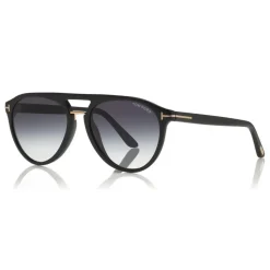 Tom Ford - Burton Sunglasses - Soft Squared Acetate Sunglasses - Black - FT0697 - Sunglasses - Tom Ford Eyewear - Avvenice