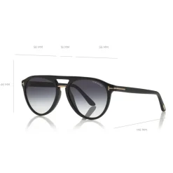 Tom Ford - Burton Sunglasses - Soft Squared Acetate Sunglasses - Black - FT0697 - Sunglasses - Tom Ford Eyewear - Avvenice