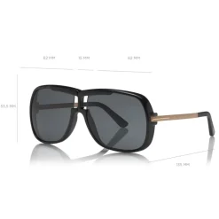 Tom Ford - Caine Sunglasses - Navigator Acetate Sunglasses - Black - FT0800 - Sunglasses - Tom Ford Eyewear - Avvenice