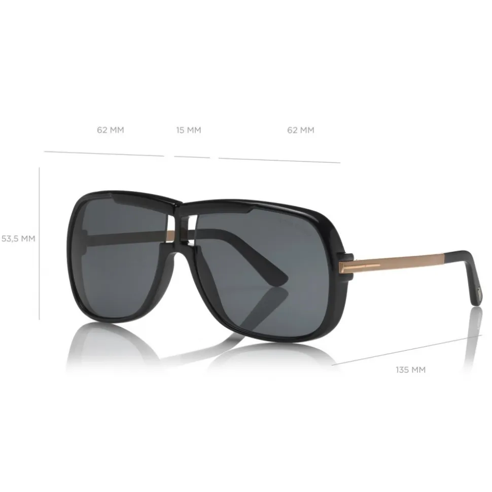 Tom Ford - Caine Sunglasses - Navigator Acetate Sunglasses - Black - FT0800 - Sunglasses - Tom Ford Eyewear - Avvenice