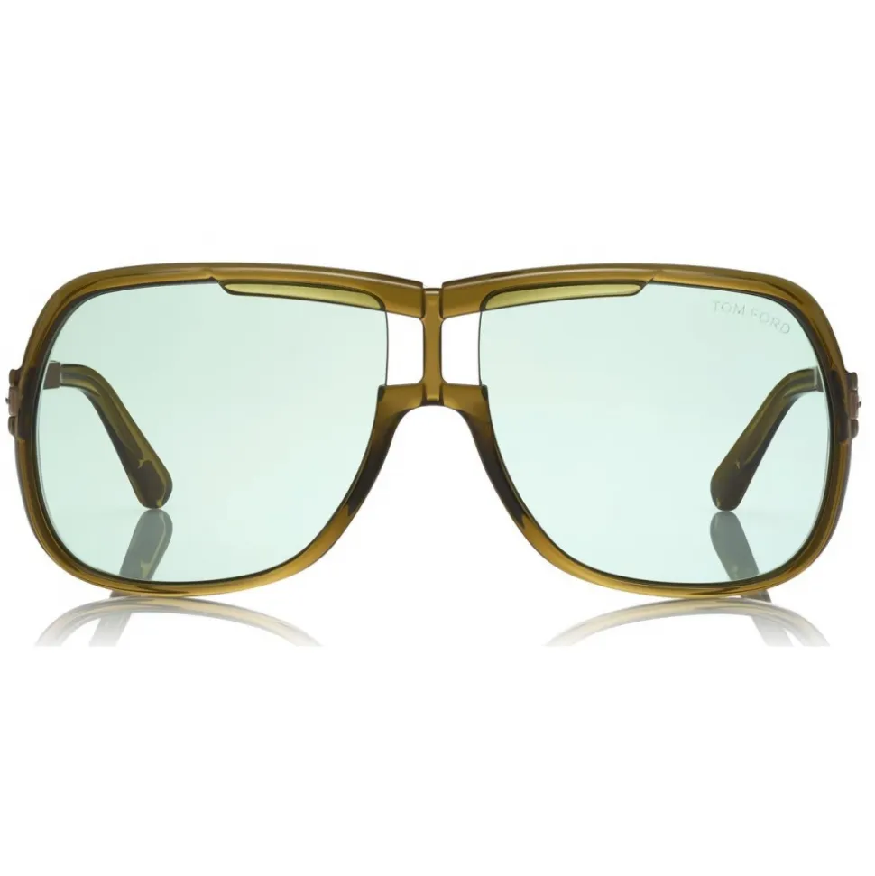 Tom Ford - Caine Sunglasses - Navigator Acetate Sunglasses - Brown Green - FT0800 - Sunglasses - Tom Ford Eyewear - Avvenice