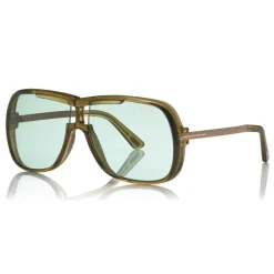 Tom Ford - Caine Sunglasses - Navigator Acetate Sunglasses - Brown Green - FT0800 - Sunglasses - Tom Ford Eyewear - Avvenice