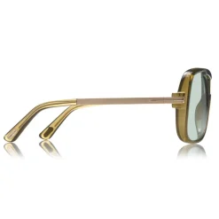 Tom Ford - Caine Sunglasses - Navigator Acetate Sunglasses - Brown Green - FT0800 - Sunglasses - Tom Ford Eyewear - Avvenice