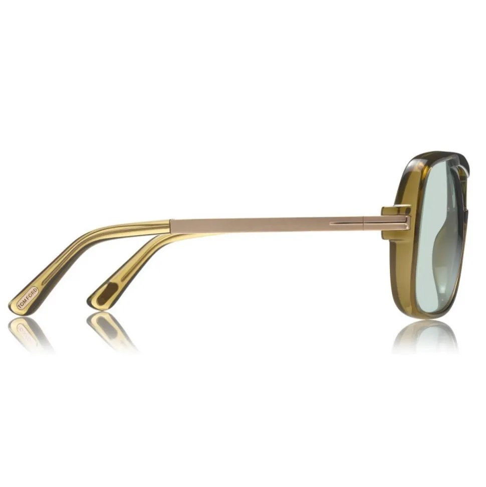 Tom Ford - Caine Sunglasses - Navigator Acetate Sunglasses - Brown Green - FT0800 - Sunglasses - Tom Ford Eyewear - Avvenice