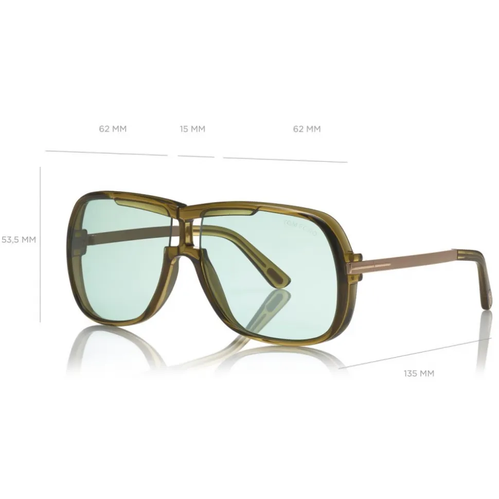 Tom Ford - Caine Sunglasses - Navigator Acetate Sunglasses - Brown Green - FT0800 - Sunglasses - Tom Ford Eyewear - Avvenice