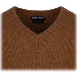 Tom Ford - Caramel V Neck Jumper - Tom Ford Exclusive Luxury Collection - Avvenice