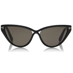 Tom Ford - Charlie Sunglasses - Cat-Eye Acetate Sunglasses - Black - FT0740 - Sunglasses - Tom Ford Eyewear - Avvenice