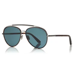 Tom Ford - Curtis Sunglasses - Pilot Shape Sunglasses - Red Havana - FT0748 - Sunglasses - Tom Ford Eyewear - Avvenice
