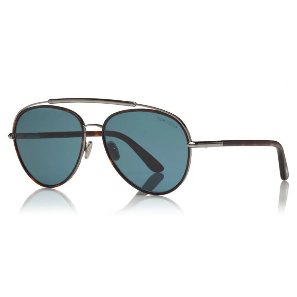 Tom Ford - Curtis Sunglasses - Pilot Shape Sunglasses - Red Havana - FT0748 - Sunglasses - Tom Ford Eyewear - Avvenice