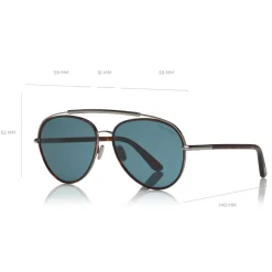 Tom Ford - Curtis Sunglasses - Pilot Shape Sunglasses - Red Havana - FT0748 - Sunglasses - Tom Ford Eyewear - Avvenice