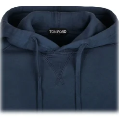 Tom Ford - Dark Blue Cotton Drawstring Hoodie - Tom Ford Exclusive Luxury Collection - Avvenice