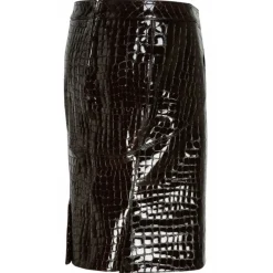 Tom Ford - Dark Chocolate Glossy Skirt - Tom Ford Exclusive Luxury Collection - Avvenice