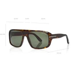 Tom Ford - Duke Sunglasses - Soft Squared Acetate Sunglasses - Dark Havana - FT0754 - Sunglasses - Tom Ford Eyewear - Avvenice