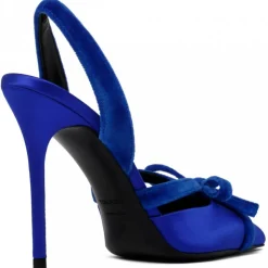 Tom Ford - Electric Blue Satin and Velvet Bow Slingback - Tom Ford Exclusive Luxury Collection - Avvenice