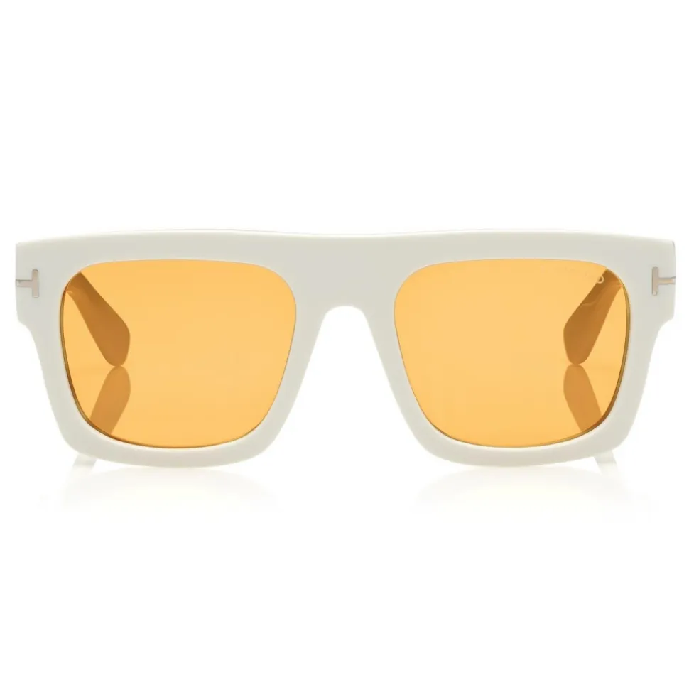 Tom Ford - Fausto Sunglasses - Soft Rectangular Acetate Sunglasses - FT0711 - White - Tom Ford Eyewear - Avvenice