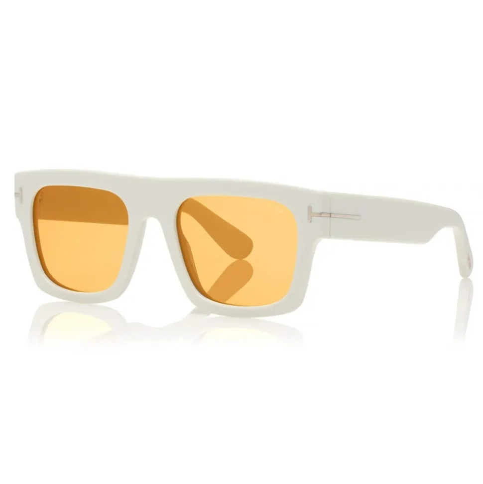Tom Ford - Fausto Sunglasses - Soft Rectangular Acetate Sunglasses - FT0711 - White - Tom Ford Eyewear - Avvenice