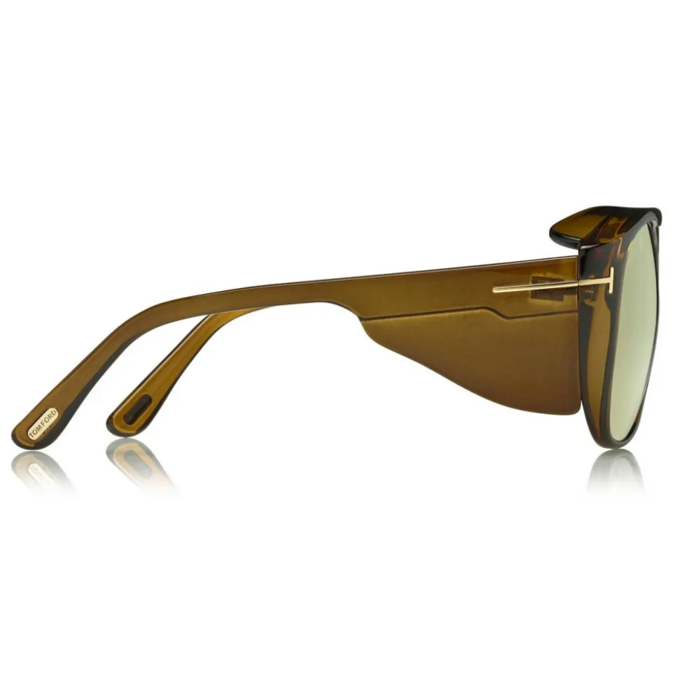 Tom Ford - Fender Sunglasses - Square Acetate Sunglasses - Gold Green - FT0799 - Sunglasses - Tom Ford Eyewear - Avvenice