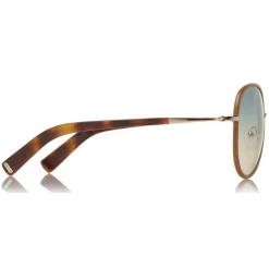 Tom Ford - Georgia Sunglasses - Round Metal Sunglasses - Blonde Leather Wrap - FT0498L - Sunglasses - Tom Ford Eyewear - Avvenice