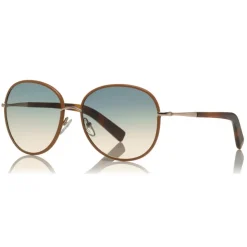 Tom Ford - Georgia Sunglasses - Round Metal Sunglasses - Blonde Leather Wrap - FT0498L - Sunglasses - Tom Ford Eyewear - Avvenice