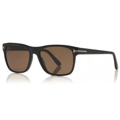 Tom Ford - Giulio Sunglasses - Soft Squared Acetate Sunglasses - Shiny Black Brown - FT0698 - Sunglasses - Tom Ford Eyewear - Avvenice