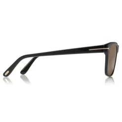 Tom Ford - Giulio Sunglasses - Soft Squared Acetate Sunglasses - Shiny Black Brown - FT0698 - Sunglasses - Tom Ford Eyewear - Avvenice