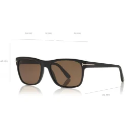 Tom Ford - Giulio Sunglasses - Soft Squared Acetate Sunglasses - Shiny Black Brown - FT0698 - Sunglasses - Tom Ford Eyewear - Avvenice