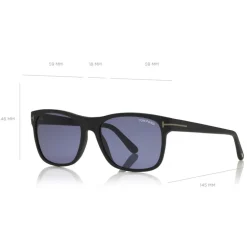 Tom Ford - Giulio Sunglasses - Soft Squared Acetate Sunglasses - Black Blue - FT0698 - Sunglasses - Tom Ford Eyewear - Avvenice