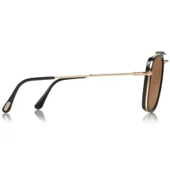 Tom Ford - Huck Sunglasses - Navigator Style Sunglasses - Shiny Black Brown - FT0665 - Sunglasses - Tom Ford Eyewear - Avvenice