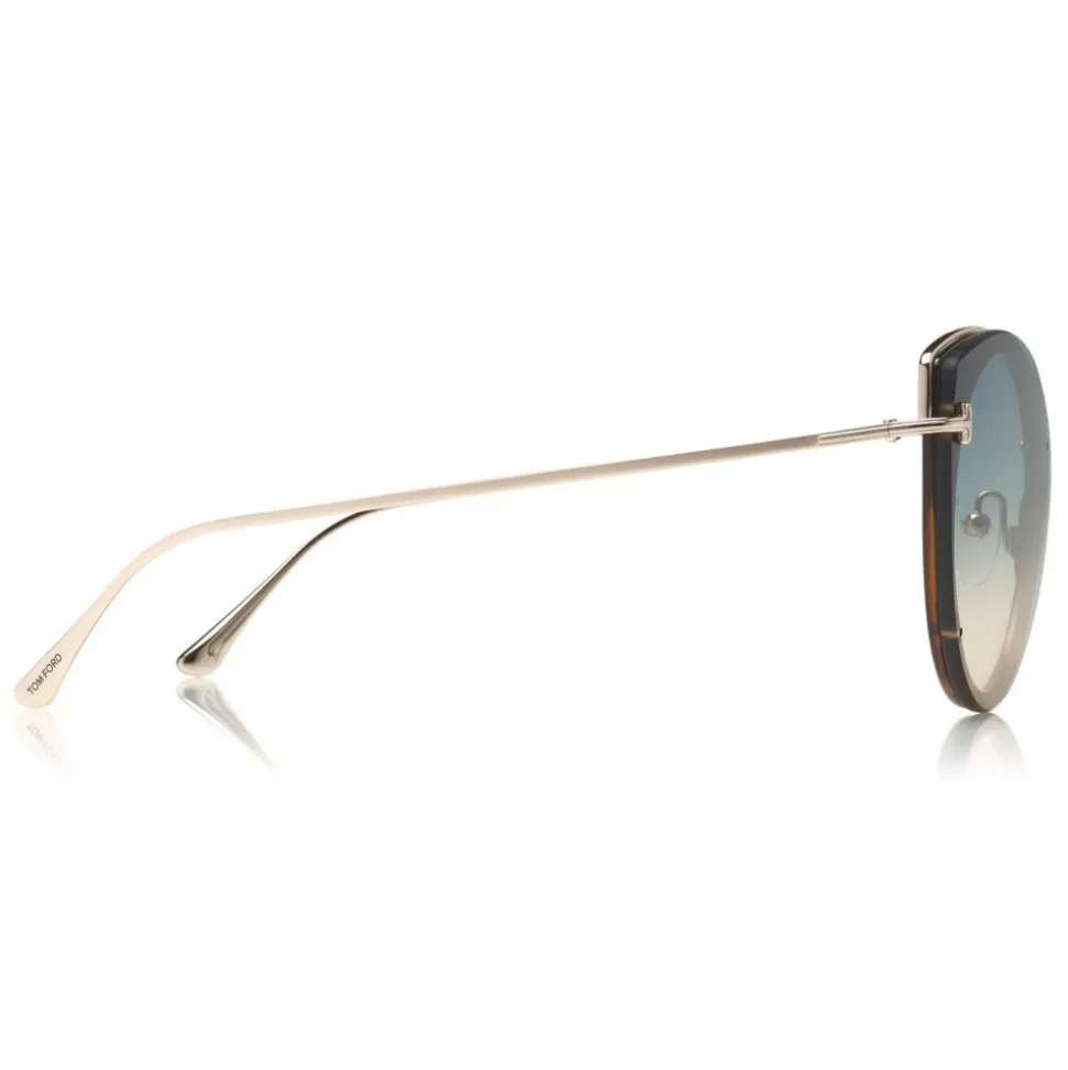 Tom Ford - Jess Sunglasses - Round Metal and Acetate Sunglasses - Blonde Havana - FT0683 - Sunglasses - Tom Ford Eyewear - Avvenice