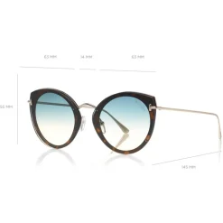 Tom Ford - Jess Sunglasses - Round Metal and Acetate Sunglasses - Blonde Havana - FT0683 - Sunglasses - Tom Ford Eyewear - Avvenice